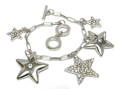 Multi crystal star charm toggle bracelet