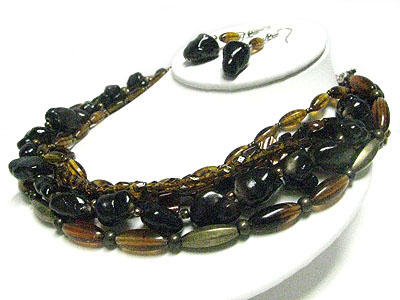 Multi strand chunky beads necklace set