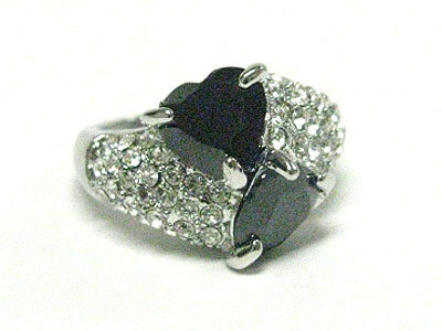 Crystal dual heart ring