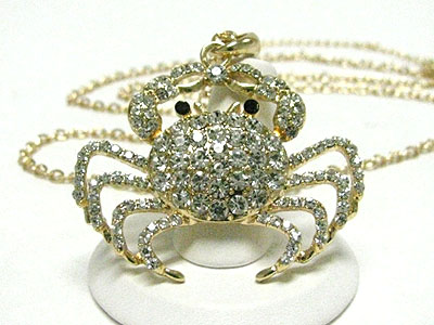 Crystal crab pendant neckalce