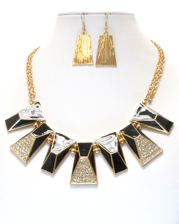 Crystal and epoxy deco tribal style necklace earring set