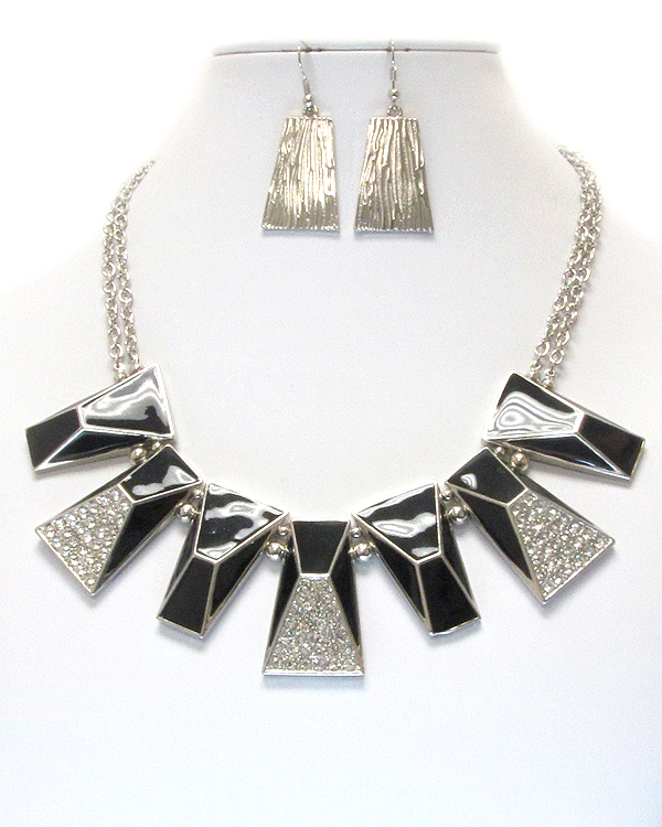 Crystal and epoxy deco tribal style necklace earring set