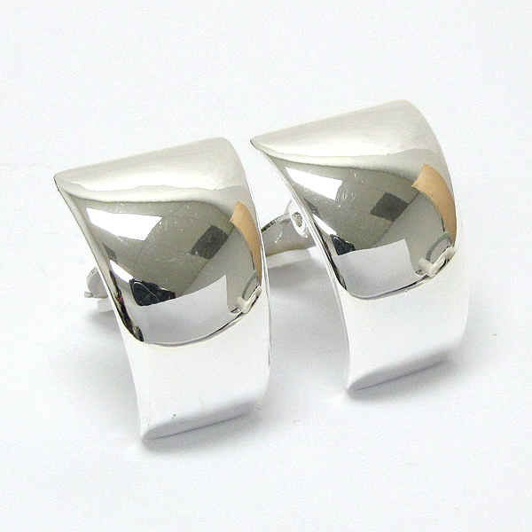 Polish curved metal clip on earring