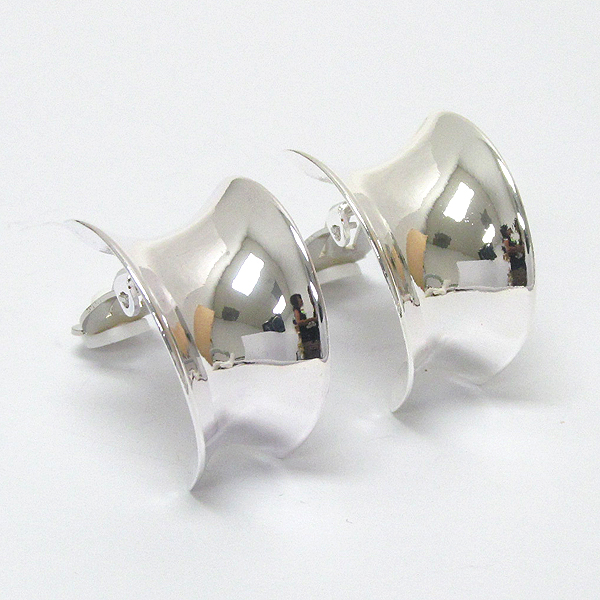 Polish curved metal clip on earring