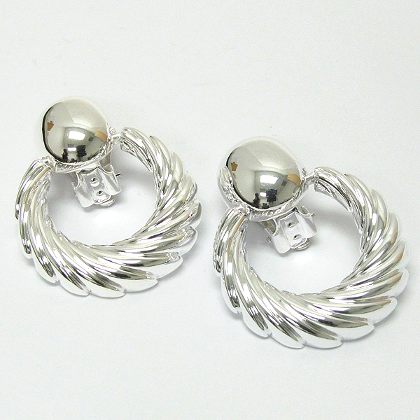 Polish twist hoop clip on earring