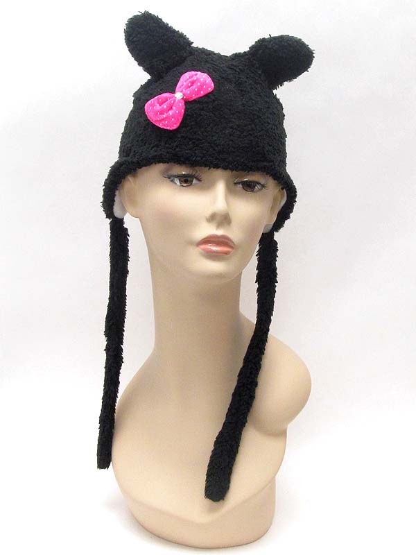 Plush ear flap winter hat