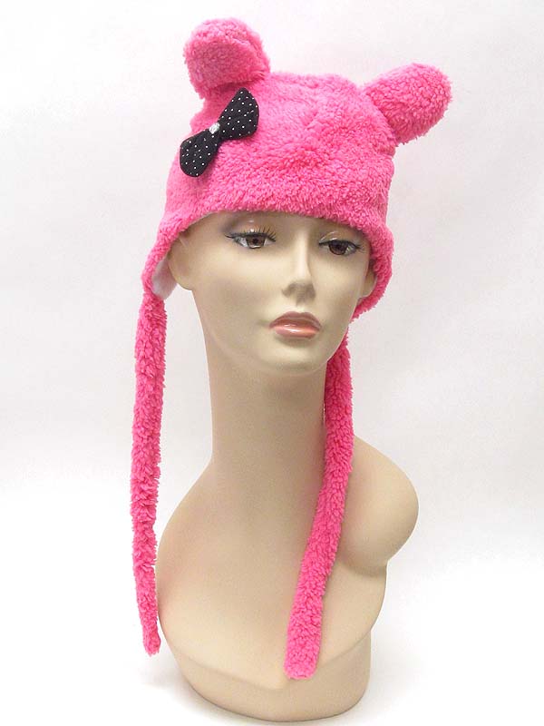 Plush ear flap winter hat