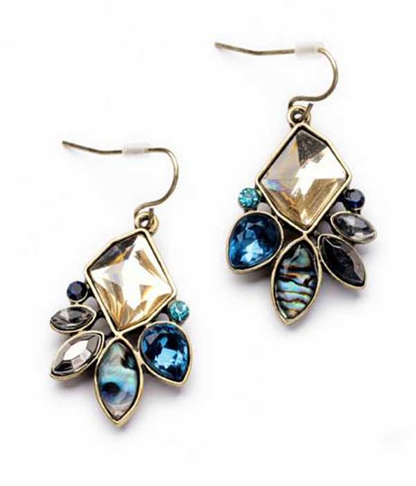 Boutique style natural shape abalone stone earring