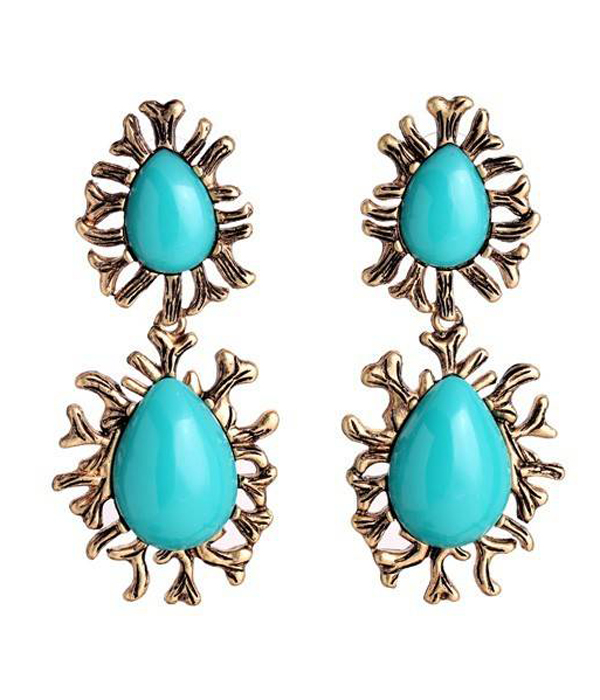 Boutique style coral shape cascade drop earring