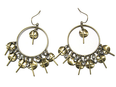 Hoop and multi cross dangle earring - hoops