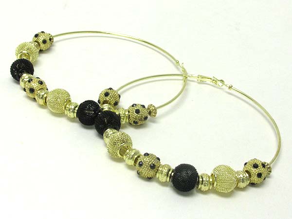 4 inch hoop metal mesh ball and crystal stud soccer ball basketball wives inspired earring? - hoops