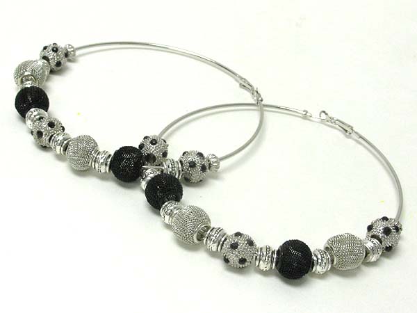 4 inch hoop metal mesh ball and crystal stud soccer ball basketball wives inspired earring? - hoops