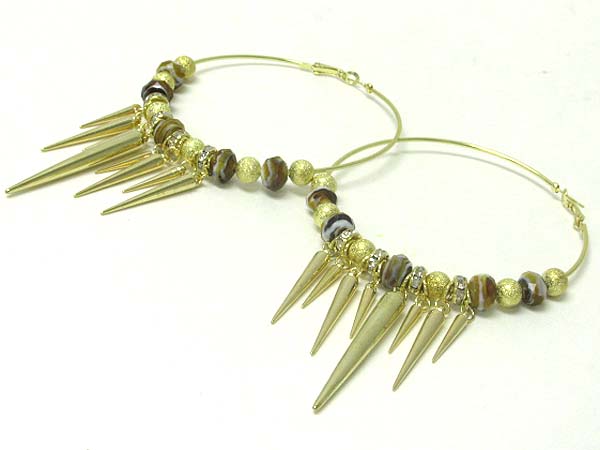 3.5 inch hoop facet crystal metal mesh and spike dangle basketball wives inspired earring? - hoops