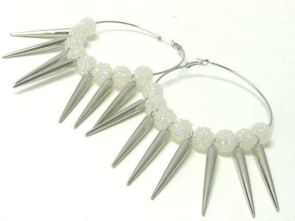 3 inch hoop crystal fireball and metal spike basketball wives inspired earring? - hoops