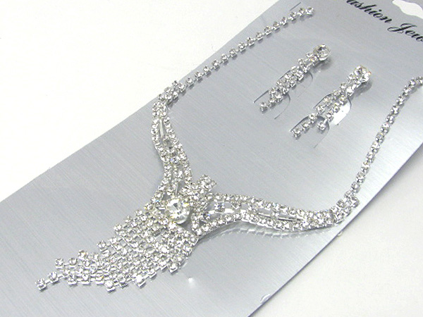 Prom or bridesmaid rhinestone necklace set