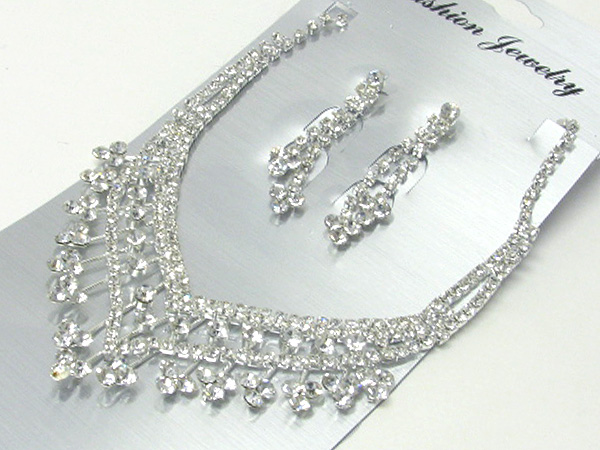 Prom or bridesmaid rhinestone necklace set