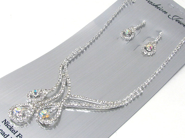 Prom or bridesmaid rhinestone necklace set