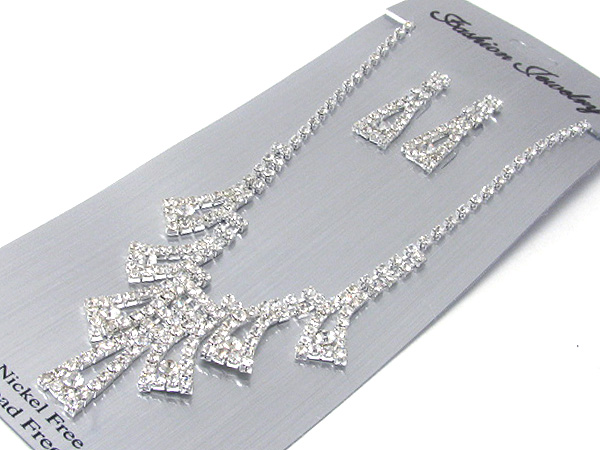 Prom or bridesmaid rhinestone necklace set