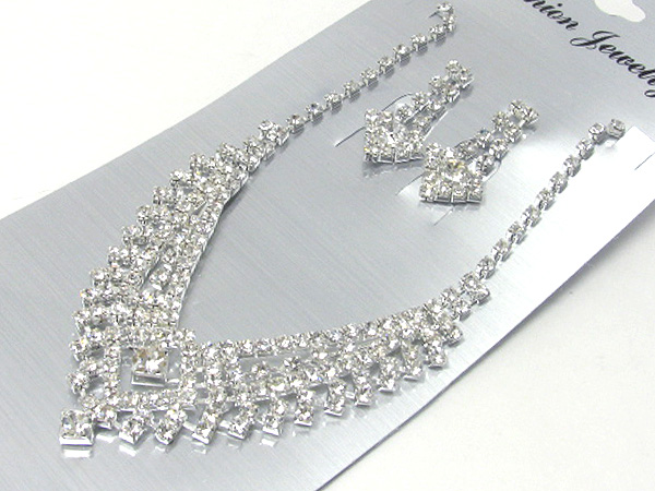 Prom or bridesmaid rhinestone necklace set