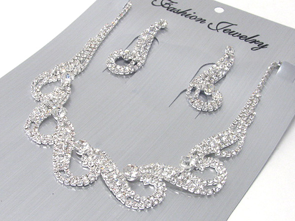 Prom or bridesmaid rhinestone necklace set