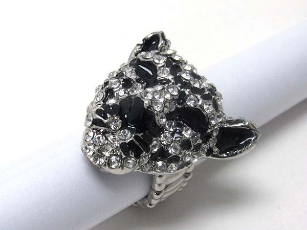 Crystal stud leopard stretch ring