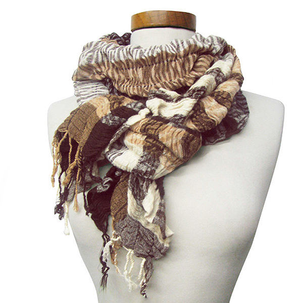 100% polyester stripe and zebra color block scarf