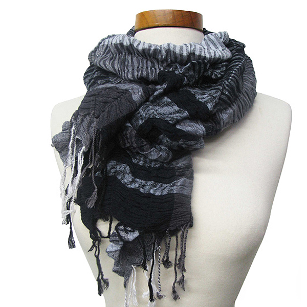 100% polyester stripe and zebra color block scarf