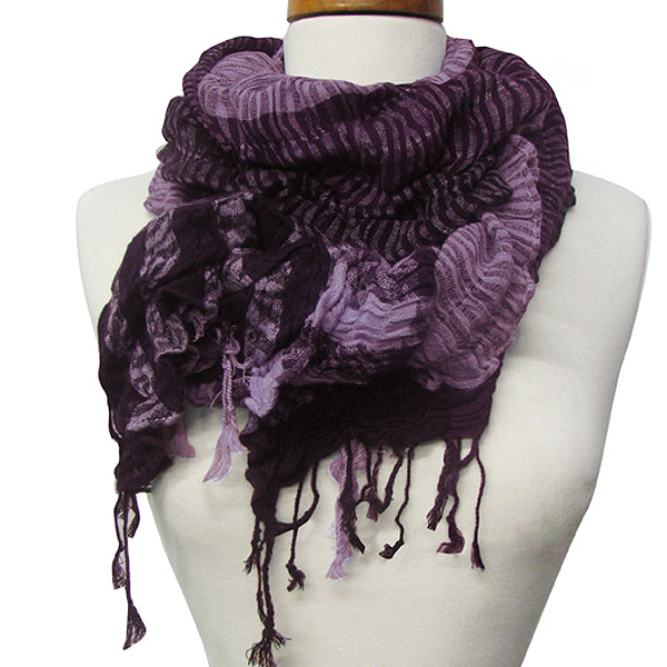 100% polyester stripe and zebra color block scarf