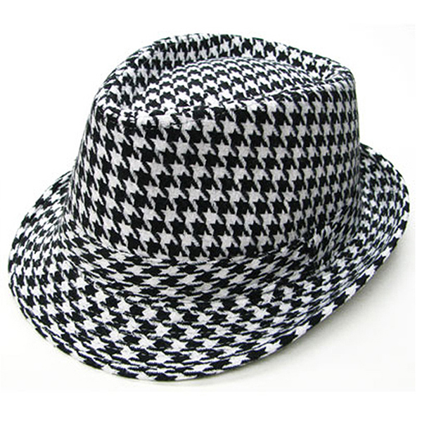 100% polyester houndtooth pattern fedora