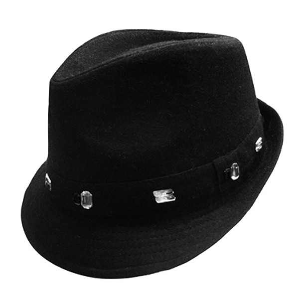 100% polyester jeweled solid fedora