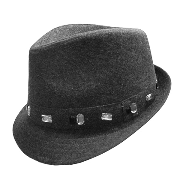 100% polyester jeweled solid fedora