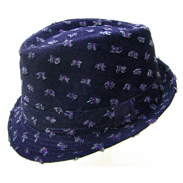 100% polyester stiched denim fedora