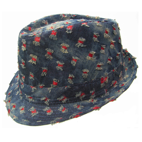 100% polyester stiched denim fedora