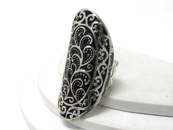 Glam punk rock designer pattern large stretch ring