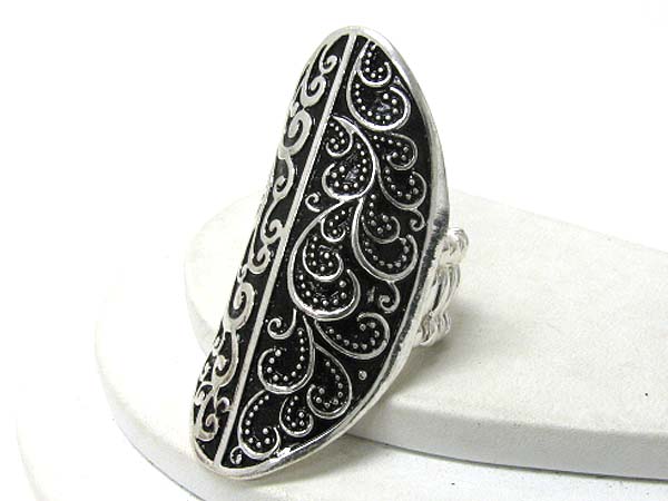 Glam punk rock designer pattern large stretch ring