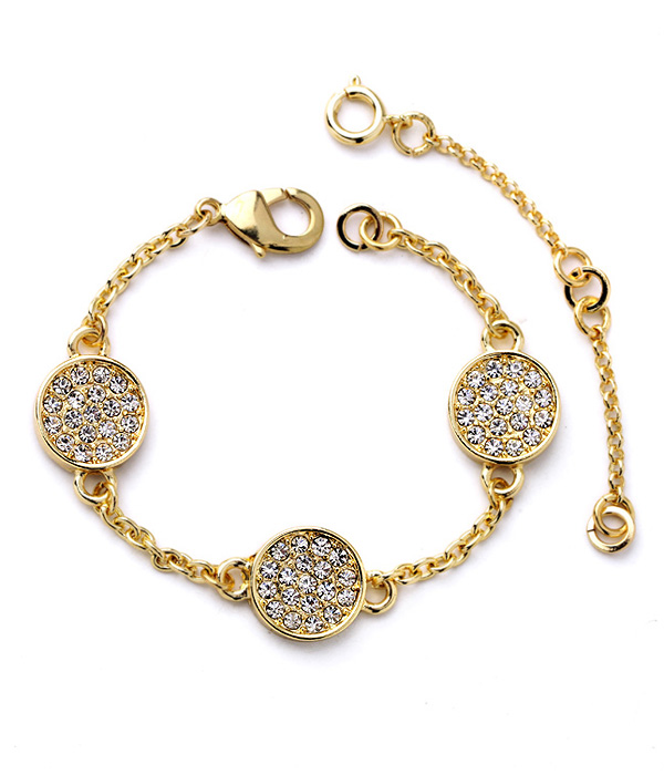 Boutique style crystal disk link bracelet