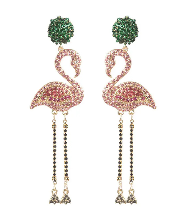 Tropical bird theme earring - flamingo