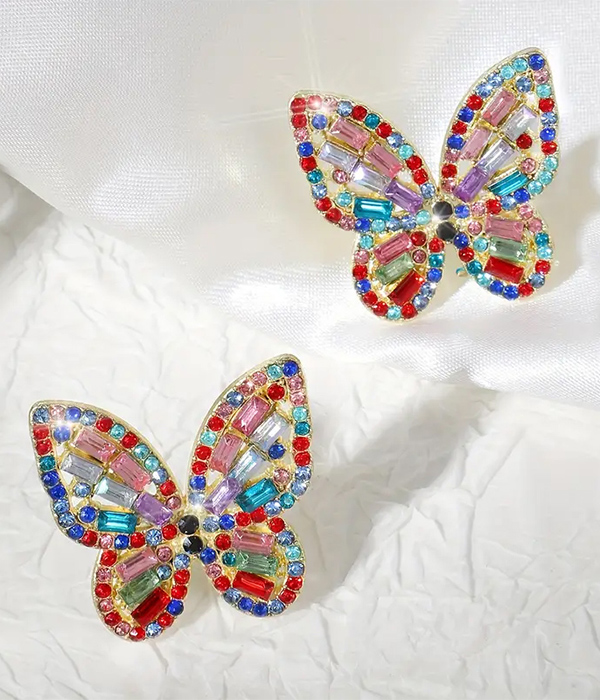 Rhinestone butterfly earring