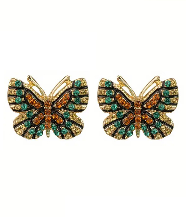 Rhinestone butterfly earring