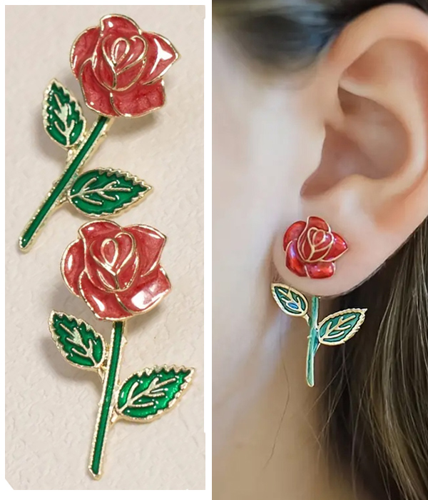 Epoxy flower earring - rose