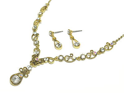 Austrian crystal y drop necklace set