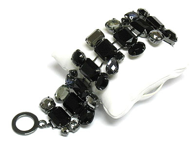 Three line epoxy stone fold over style bracelet