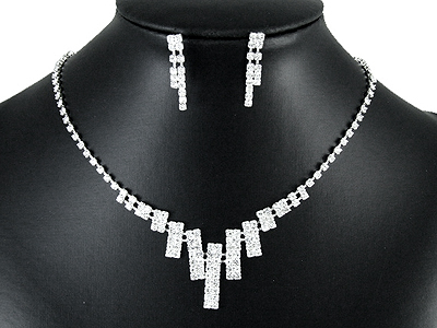 Rhinestone boutique style necklace and earring set 