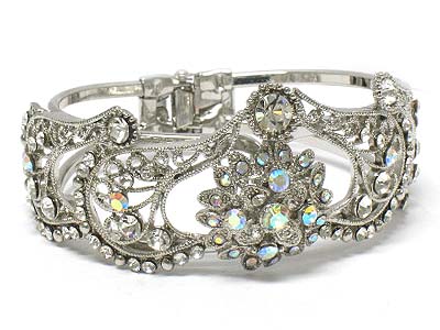 Crystal crown shape pattern hinge bangle