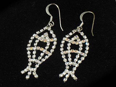 Rhinestone deco fish shape earring