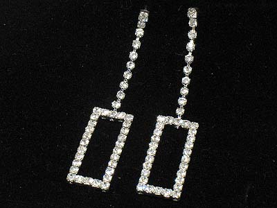 Rhinestone rectangle drop earring