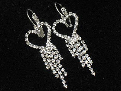 Rhinestone heart and multi strand dangles earring