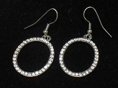 Crystal round frame earring