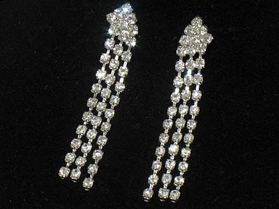 Rhinestone 3 row drop earring