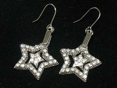 Crystal deco dual star earring